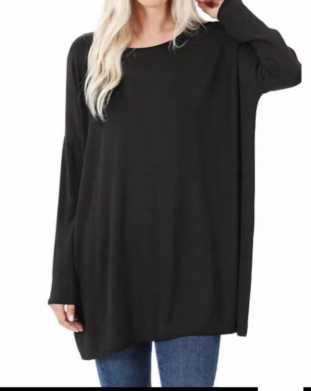 NEW ZENANA dolman long sleeve tee in black